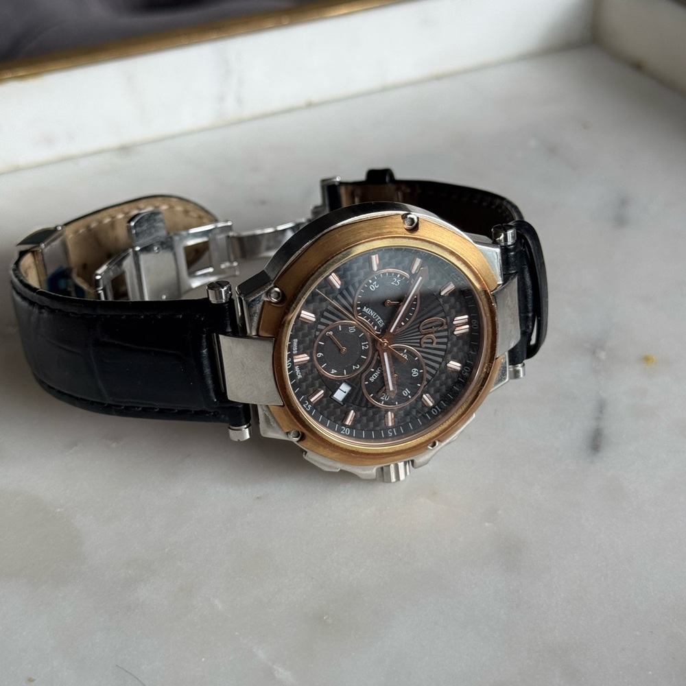 Men's Black and Gold Watch